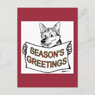 Cartão Postal De Festividades Cão de Natal:  Saudações da temporada!