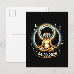 Cartão Postal De Festividades Cão do Eclipse Solar de 2024