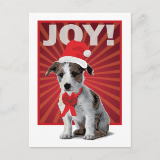Cartão Postal De Festividades Cão feliz do feriado - papai noel de Jack Russell