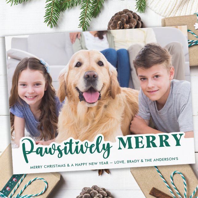 Cartão Postal De Festividades Cão Foto personalizada Pawsitivamente Feliz de Pet (Criador carregado)