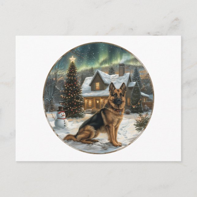 Cartão Postal De Festividades Cão German shepherd de Natal (Frente)