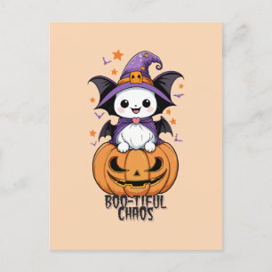 Cartão Postal De Festividades Caos Bonitos   Morcegos, Chapéus e Abóboras