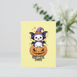 Cartão Postal De Festividades Caos Bonitos Morcegos, Chapéus e Abóboras