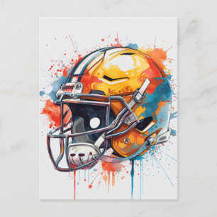 Cartão Postal De Festividades Capacete de Futebol Motivacional Inspirador