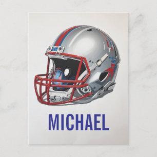 Cartão Postal De Festividades Capacete de Futebol Motivacional Inspirador Nome