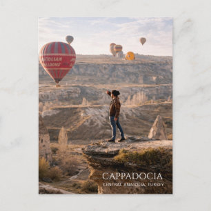 Cartão Postal De Festividades Capadócia Turquia Balão de Ar Quente Aquarela