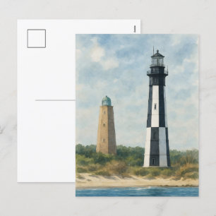 Cartão Postal De Festividades Cape Henry Lighthouses