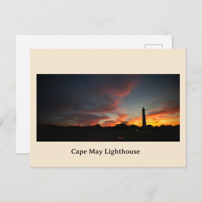 Cartão Postal De Festividades Cape May Lighthouse Sunset Postcard (Frente/Verso)