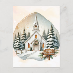 Cartão Postal De Festividades Capela Branca de Countryside   Cena de Natal da No