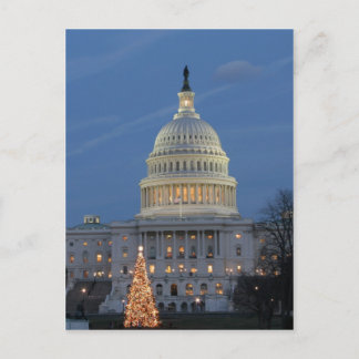 Cartão Postal De Festividades Capitólio americano celebrando a foto de Natal