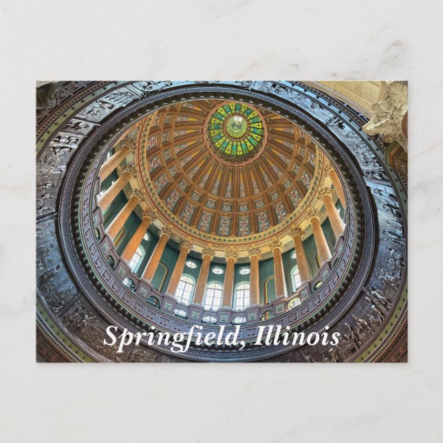 Cartão Postal De Festividades Capitólio estadual de Illinois em Springfield (Frente)