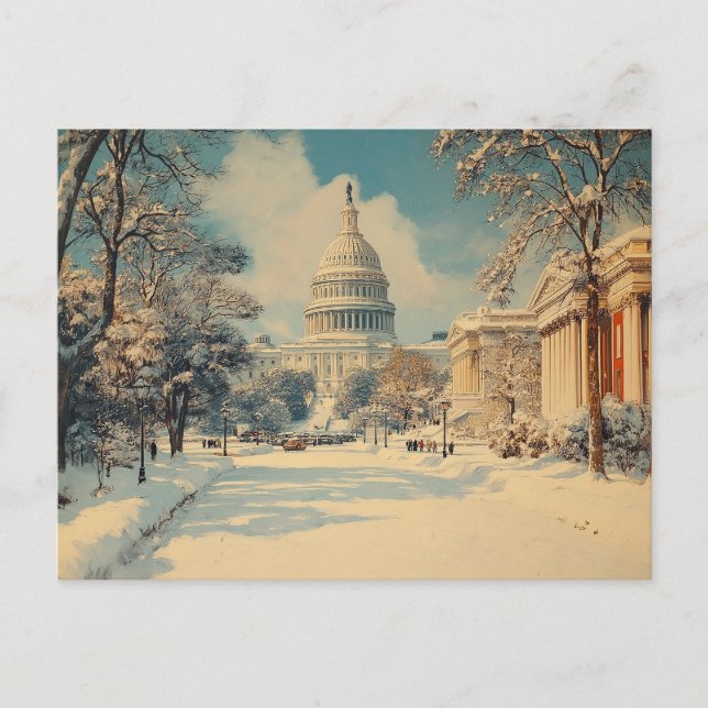 Cartão Postal De Festividades Capitólio EUA Washington DC Feliz Natal (Frente)