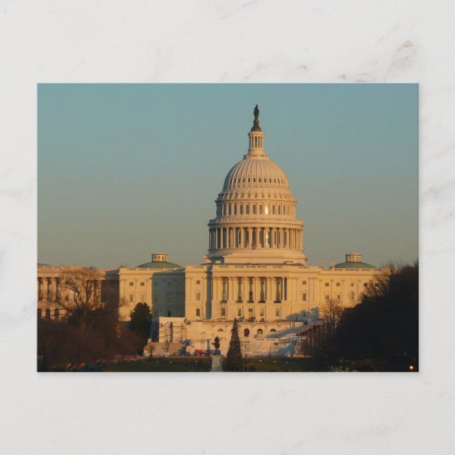 Cartão Postal De Festividades Capitólio no Natal Washington DC Holiday (Frente)