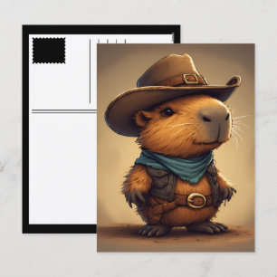 Cartão Postal De Festividades capivara cowboy