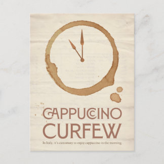 Cartão Postal De Festividades Cappuccino Curfew – 11AM Coffee Postcard