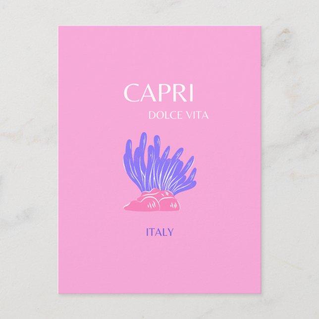 Cartão Postal De Festividades Capri, Itália, Pré-disquete, rosa (Frente)