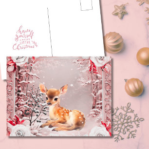 Cartão Postal De Festividades Caprichoso Veado Rosa Natal Férias
