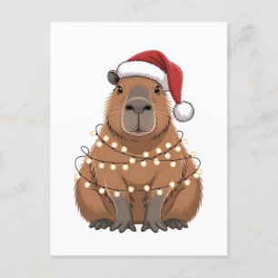 Cartão Postal De Festividades Capybara Xmas Correspondendo a Papais noeis Engraç