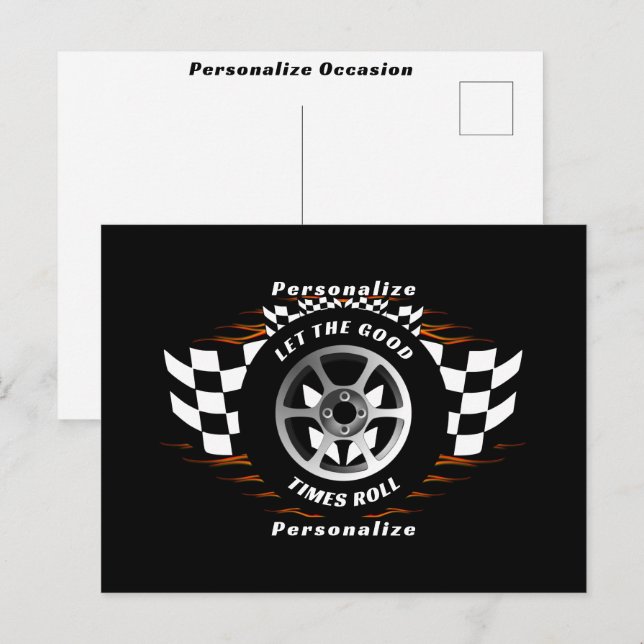 Cartão Postal De Festividades Car Racing Checkered Flag Any Occasion Gift     (Frente/Verso)