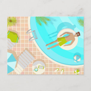 Cartão Postal De Festividades Cara de natação na praia tropical de verão