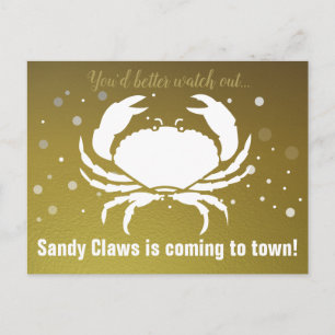 Cartão Postal De Festividades Caranguejo Sandy Dourado Personalizado
