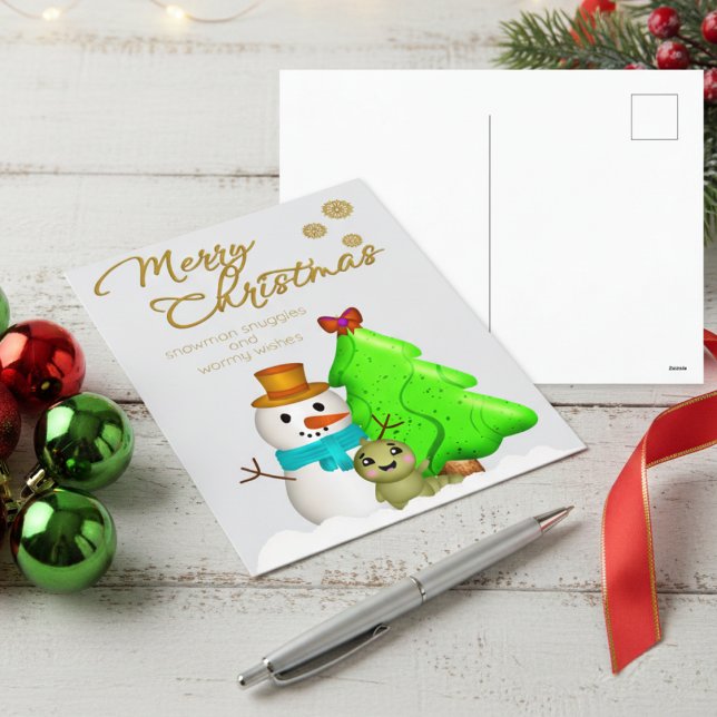 Cartão Postal De Festividades Caráter de desenho de mão bonita no Natal (Cute hand drawn characters to bring a little playfulness to your Christmas greeting.)