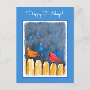 Cartão Postal De Festividades Cardeais na pintura de cerca - Arte original