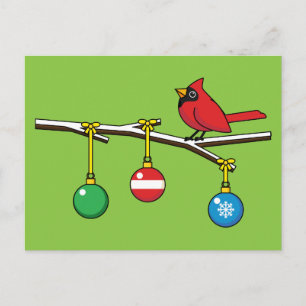 Cartão Postal De Festividades Cardeal Vermelho no Ramal da Bare de Natal