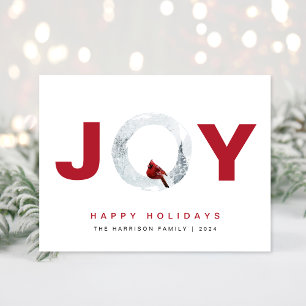 Cartão Postal De Festividades Cardinal Watercolor Joy Natal