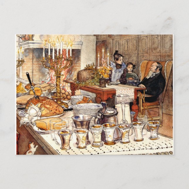 Cartão Postal De Festividades Carl Larsson: Detail of Christmas Eve, Larsson art (Frente)