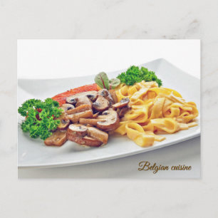 Cartão Postal De Festividades Carne frita e cogumelos - culinária belga