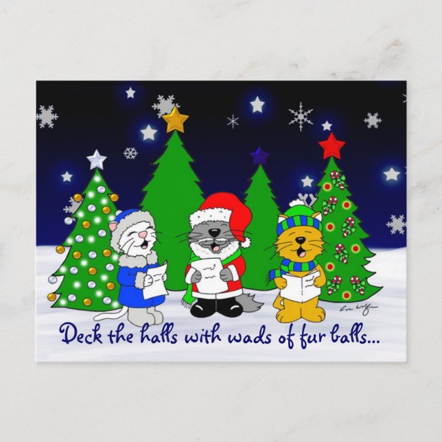 Cartão Postal De Festividades 'Carolers distorcido (Frente)