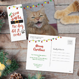 Cartão Postal De Festividades Caros Papais noeis, o cão fez isso - Cat-Lover