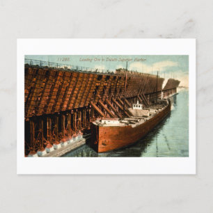 Cartão Postal De Festividades Carregando Ore no Porto Superior de Duluth