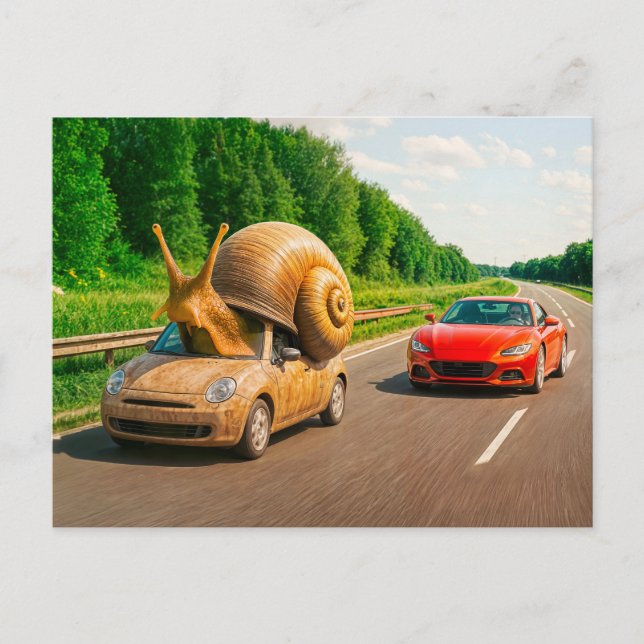 Cartão Postal De Festividades Carro-Carro Rastreando na Estrada do País (Frente)