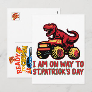 Cartão Postal De Festividades Carro de Caminhão Monstro para Menino de Aniversár