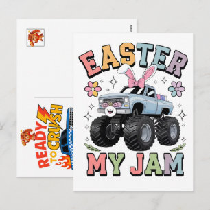 Cartão Postal De Festividades Carro de Caminhão Monstro para Menino de Aniversár