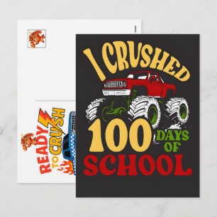 Cartão Postal De Festividades Carro de Caminhão Monstro para Menino de Aniversár