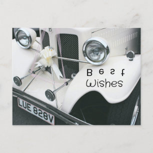 Cartão Postal De Festividades Carro Elegante de Casamento Negro e Branco
