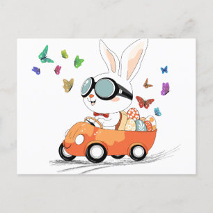 Cartão Postal De Festividades Carrot Hopping Ride Bunny
