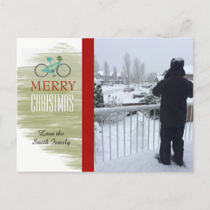 Cartão Postal De Festividades Cartão com fotos de bicicleta Holiday
