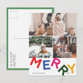 Cartão Postal De Festividades Cartão com fotos de Feriado Joyful Lettering
