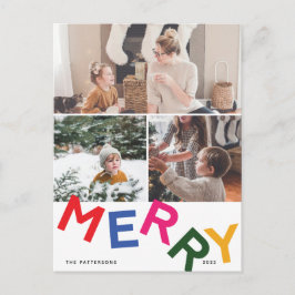 Cartão Postal De Festividades Cartão com fotos de Feriado Joyful Lettering