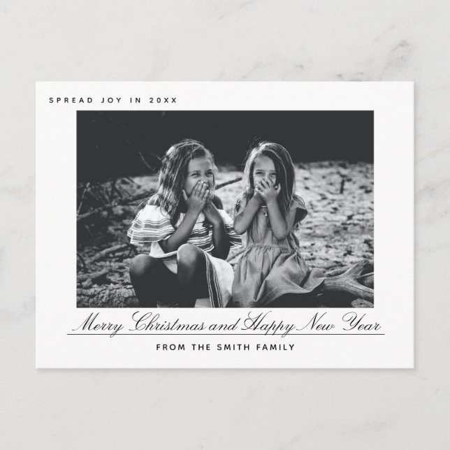 Cartão Postal De Festividades Cartão com fotos de Natal e Feliz ano novo Moderno (Frente)