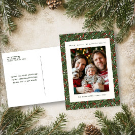 Cartão Postal De Festividades Cartão com fotos Festivo de Natal Holly Leaf Holid