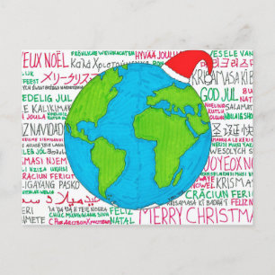 Cartão Postal De Festividades Cartão das línguas de mundo do Feliz Natal