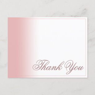Cartão Postal De Festividades Cartão de agradecimento com gradiente rosa, escrit