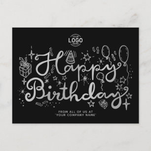 Cartão Postal De Festividades Cartão de Aniversário Empresarial Fun Silver Black