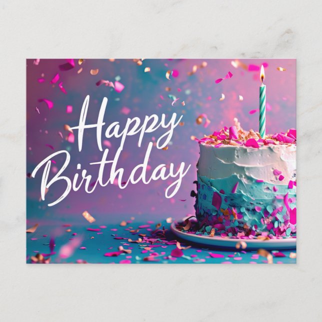 Cartão Postal De Festividades Cartão de Aniversário Feliz (Frente)