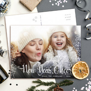 Cartão Postal De Festividades Cartão de Ano Novo Alegria Moderno Branco Foto Flo